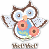 Hoot Hoot! Schattige lenteuil bloemig Sticker (Voorkant)