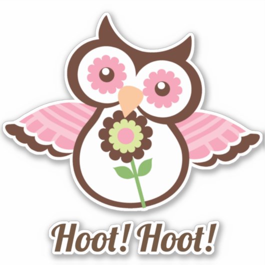 Hoot Hoot! Schattige lenteuil bloemig Sticker (Voorkant)