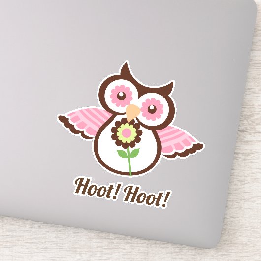 Hoot Hoot! Schattige lenteuil bloemig Sticker (Detail)