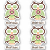Hoot Hoot! Schattige set van vier groene veeruilen Sticker (Voorkant)