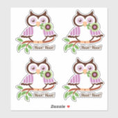 Hoot Hoot! Set van vier schattige lente uilen bloe Sticker (Vel)