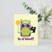 Hoot Owl 4th Birthday T-shirts en cadeautjes Briefkaart (Staand voorkant)