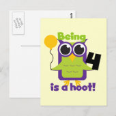 Hoot Owl 4th Birthday T-shirts en cadeautjes Briefkaart (Voorkant / Achterkant)