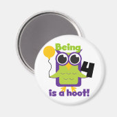 Hoot Owl 4th Birthday T-shirts en cadeautjes Magneet (Voorkant / Achterkant)