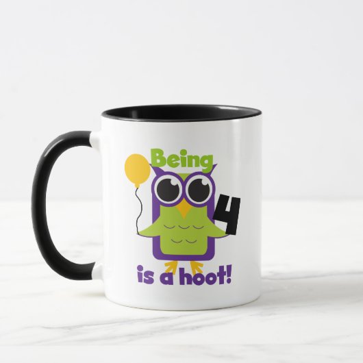 Hoot Owl 4th Birthday T-shirts en cadeautjes Mok (Links)