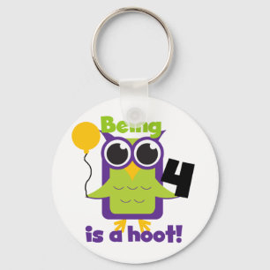 Hoot Owl 4th Birthday T-shirts en cadeautjes Sleutelhanger