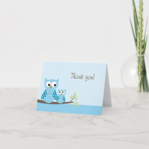 Hoot Owl Blue vouwd Bedankt voor je briefkaart