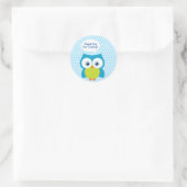 Hoot Owl Boy Blue Bedankt voor je komst Ronde Sticker (Tas)