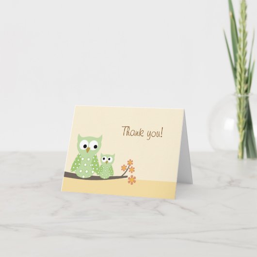 Hoot Owl Gevouwen Dank u briefkaart (Voorkant)