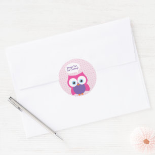 Hoot Owl Girl Pink Bedankt voor je komst Ronde Sticker