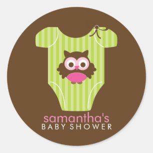 Hoot Owl Outfit Girl Baby shower Ronde Sticker