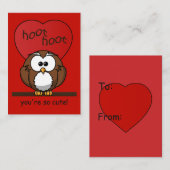Hoot Owl Valentijn Red Heart Kinder Pack Notitiekaartje (Voorkant / Achterkant)