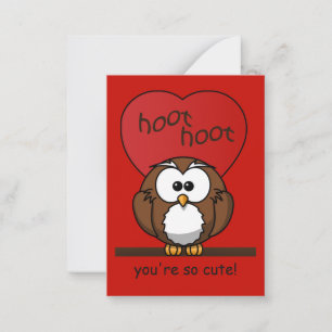 Hoot Owl Valentijn Red Heart Kinder Pack Notitiekaartje