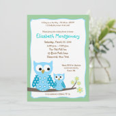 HOOT OWLS BLUE boy Baby shower 5x7 Kaart (Staand voorkant)