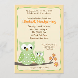 HOOT OWLS Groen Neutraal Baby shower 5x7 Kaart