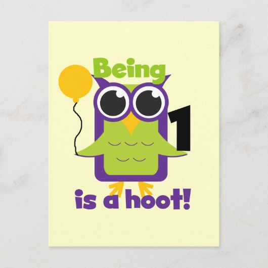 Hoot Uil 1e Verjaardag T-shirts en geschenken Briefkaart (Voorkant)