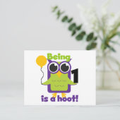 Hoot Uil 1e Verjaardag T-shirts en geschenken Briefkaart (Staand voorkant)