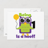 Hoot Uil 1e Verjaardag T-shirts en geschenken Briefkaart (Voorkant / Achterkant)