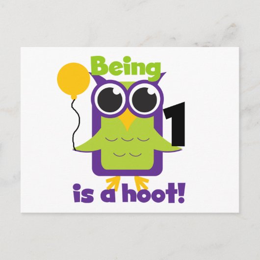 Hoot Uil 1e Verjaardag T-shirts en geschenken Briefkaart (Voorkant)