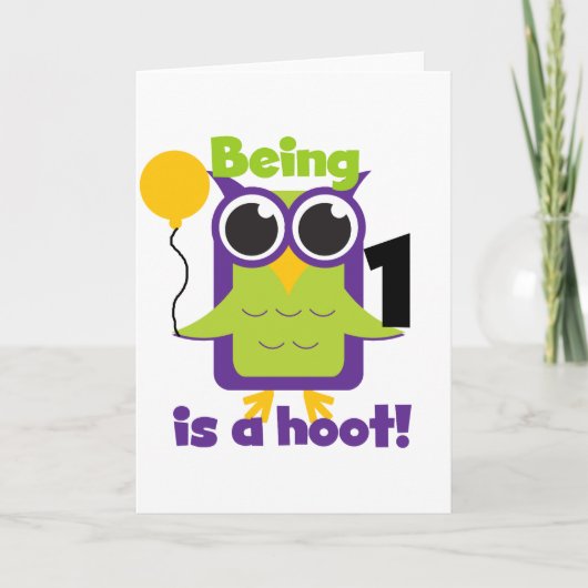 Hoot Uil 1e Verjaardag T-shirts en geschenken Kaart (Voorkant)