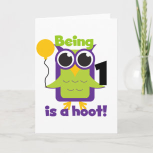 Hoot Uil 1e Verjaardag T-shirts en geschenken Kaart