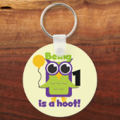 Hoot Uil 1e Verjaardag T-shirts en geschenken Sleutelhanger (Voorkant)