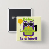 Hoot Uil 1e Verjaardag T-shirts en geschenken Vierkante Button 5,1 Cm (Voorkant /achterkant)