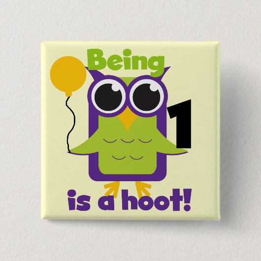 Hoot Uil 1e Verjaardag T-shirts en geschenken Vierkante Button 5,1 Cm (Voorkant)
