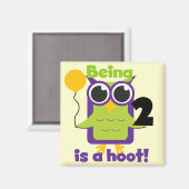 Hoot Uil 2e Verjaardag T shirten en geschenken Magneet (Voorkant / Achterkant)