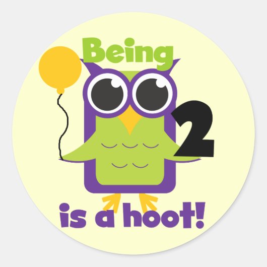 Hoot Uil 2e Verjaardag T shirten en geschenken Ronde Sticker (Voorkant)