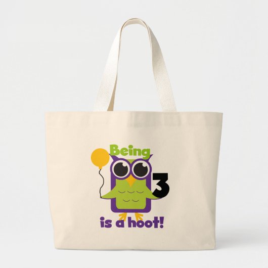 Hoot Uil 3e Verjaardag T-shirts en geschenken Grote Tote Bag (Voorkant)