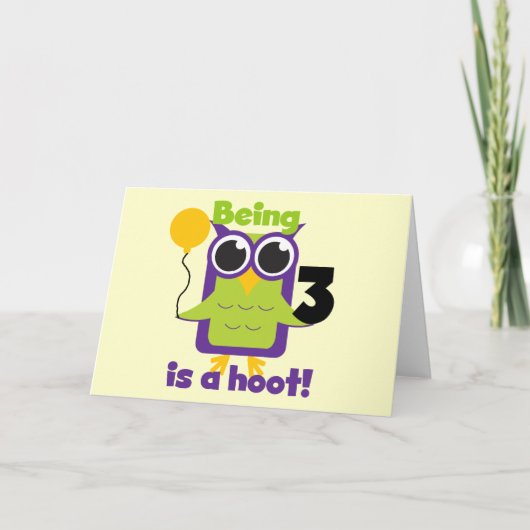 Hoot Uil 3e Verjaardag T-shirts en geschenken Kaart (Voorkant)
