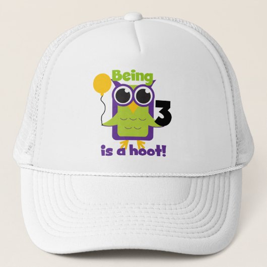 Hoot Uil 3e Verjaardag T-shirts en geschenken Trucker Pet (Voorkant)