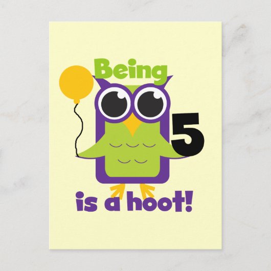 Hoot Uil 5e verjaardag T-shirts en geschenken Briefkaart (Voorkant)