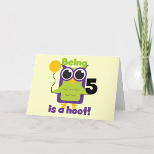 Hoot Uil 5e verjaardag T-shirts en geschenken Kaart