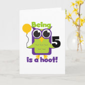 Hoot Uil 5e verjaardag T-shirts en geschenken Kaart (Gele Bloem)