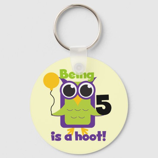 Hoot Uil 5e verjaardag T-shirts en geschenken Sleutelhanger (Voorkant)