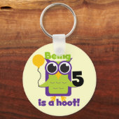 Hoot Uil 5e verjaardag T-shirts en geschenken Sleutelhanger (Voorkant)