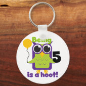 Hoot Uil 5e verjaardag T-shirts en geschenken Sleutelhanger (Voorkant)