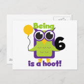 Hoot Uil 6e verjaardag T-shirts en geschenken Briefkaart (Voorkant / Achterkant)