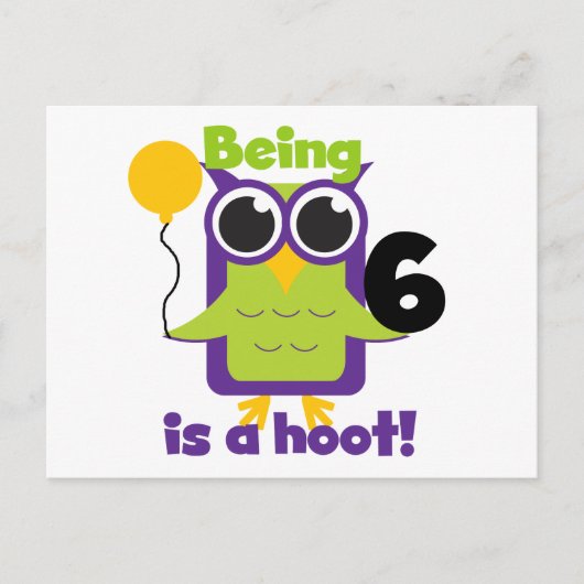 Hoot Uil 6e verjaardag T-shirts en geschenken Briefkaart (Voorkant)
