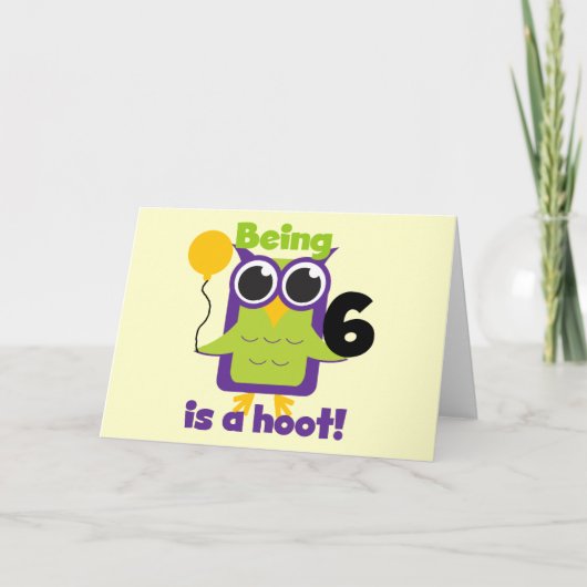 Hoot Uil 6e verjaardag T-shirts en geschenken Kaart (Voorkant)