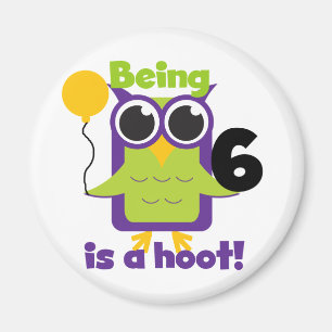 Hoot Uil 6e verjaardag T-shirts en geschenken Magneet