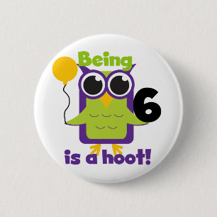 Hoot Uil 6e verjaardag T-shirts en geschenken Ronde Button 5,7 Cm