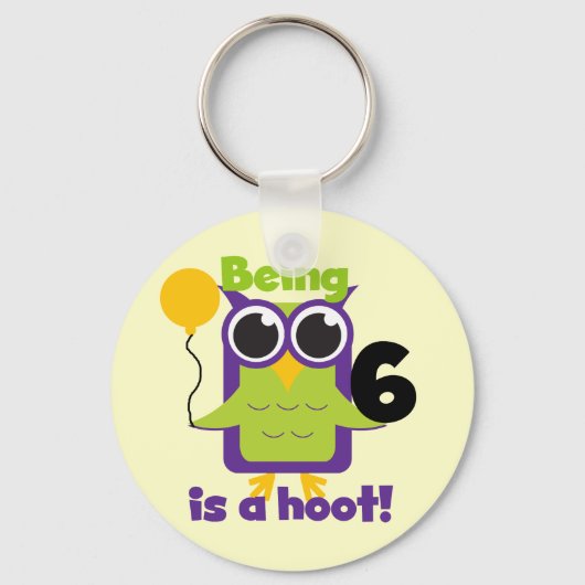 Hoot Uil 6e verjaardag T-shirts en geschenken Sleutelhanger (Voorkant)