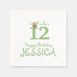 Hoot Uil Gelukkige Verjaardag Servet