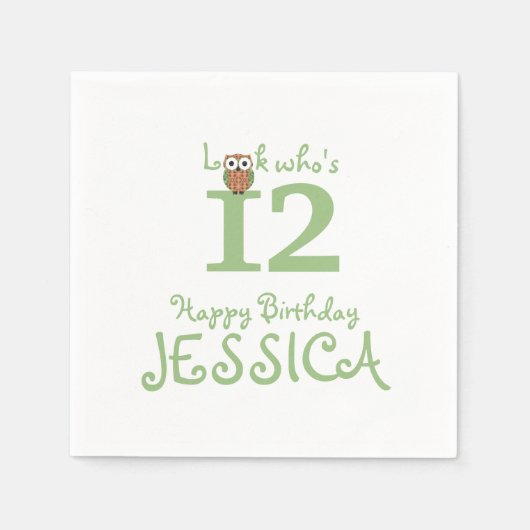 Hoot Uil Gelukkige Verjaardag Servet (Voorkant)