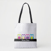 Hoot Uil Polka Dot Design Patroon Tote Bag (Voorkant)