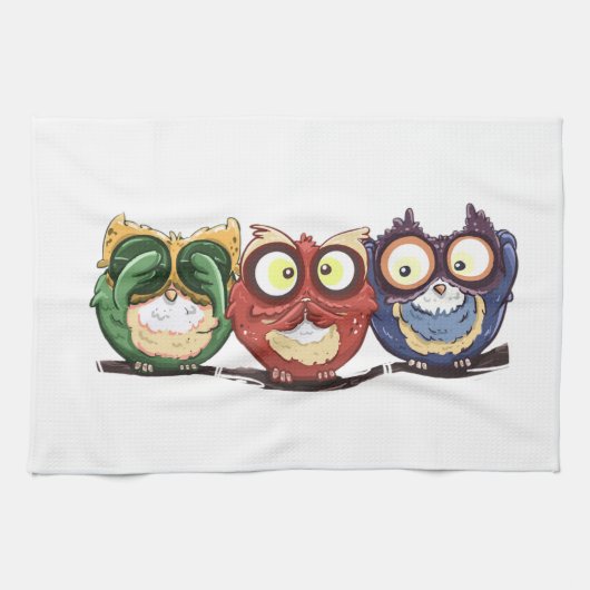 Hoot van de eigenaar ziet spreken horen geen aambe theedoek (Horizontaal)