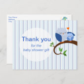 Hoot van een Baby shower blauw dank u Briefkaart (Voorkant / Achterkant)